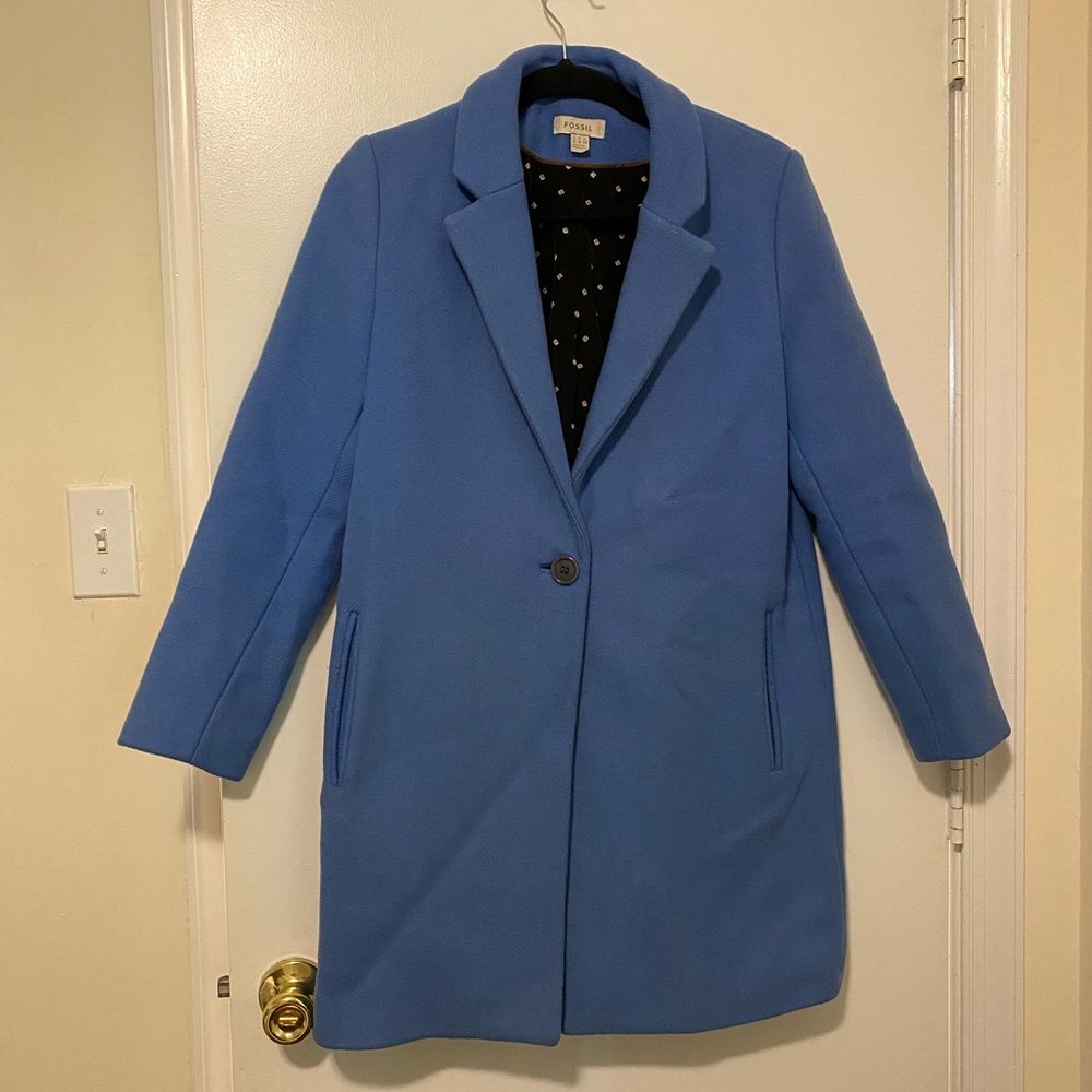 Fossil Blue Winter Wool Coat